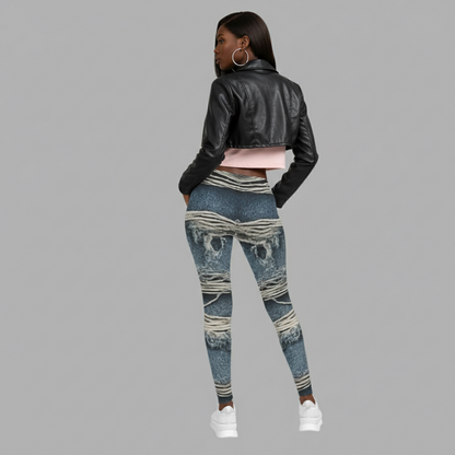 Trendy Distressed Denim Leggings for Women, Casual Outfits, Everyday Wear, Athleisure Style, Gifts for Fashion Lovers Printify