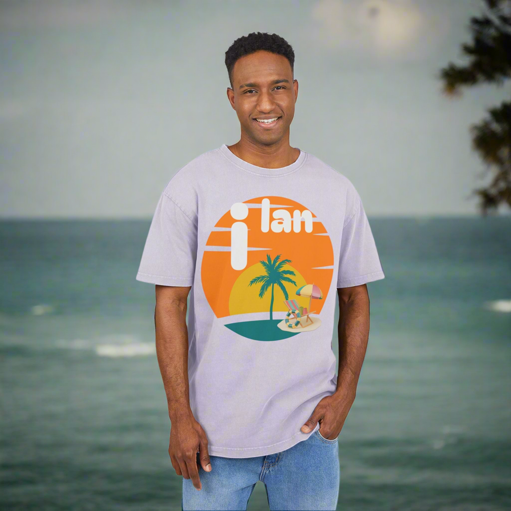 Oversize Tee Acid Washed Men's Graphic T-Shirt 'i lan'