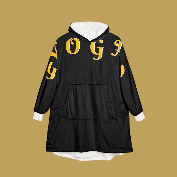 Cozy Unisex Hooded Blanket with Yoga Typography - Perfect for Relaxation and Lounging