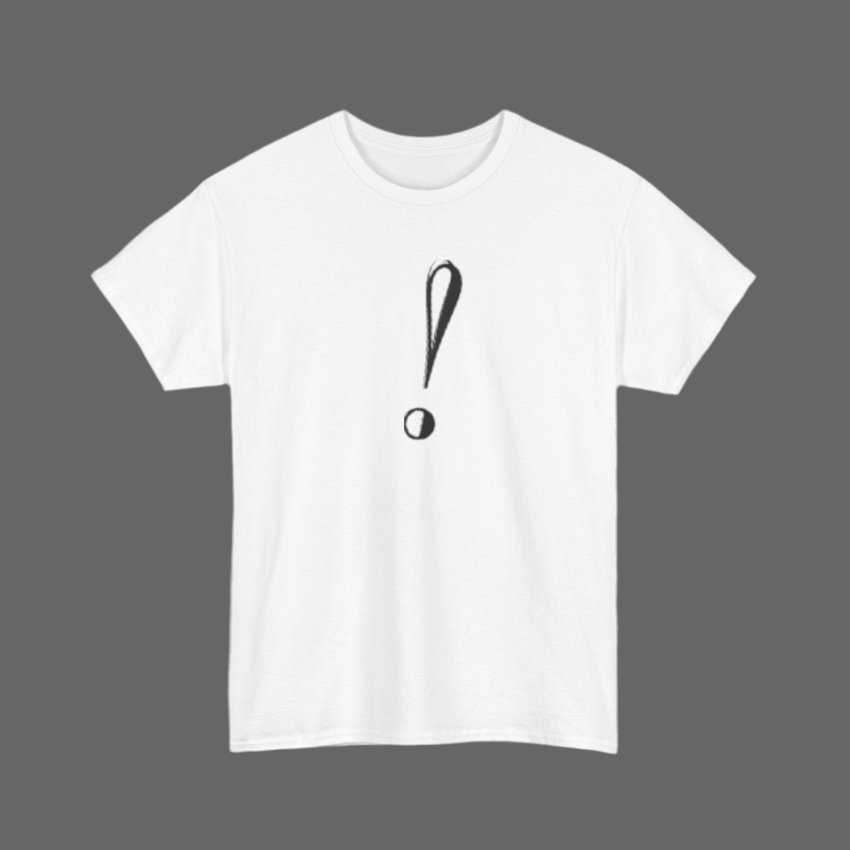 Unisex Heavy Cotton Tee with Bold Exclamation Mark Design - Casual Statement Shirt