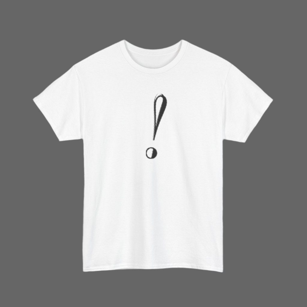 Unisex Heavy Cotton Tee with Bold Exclamation Mark Design - Casual Statement Shirt