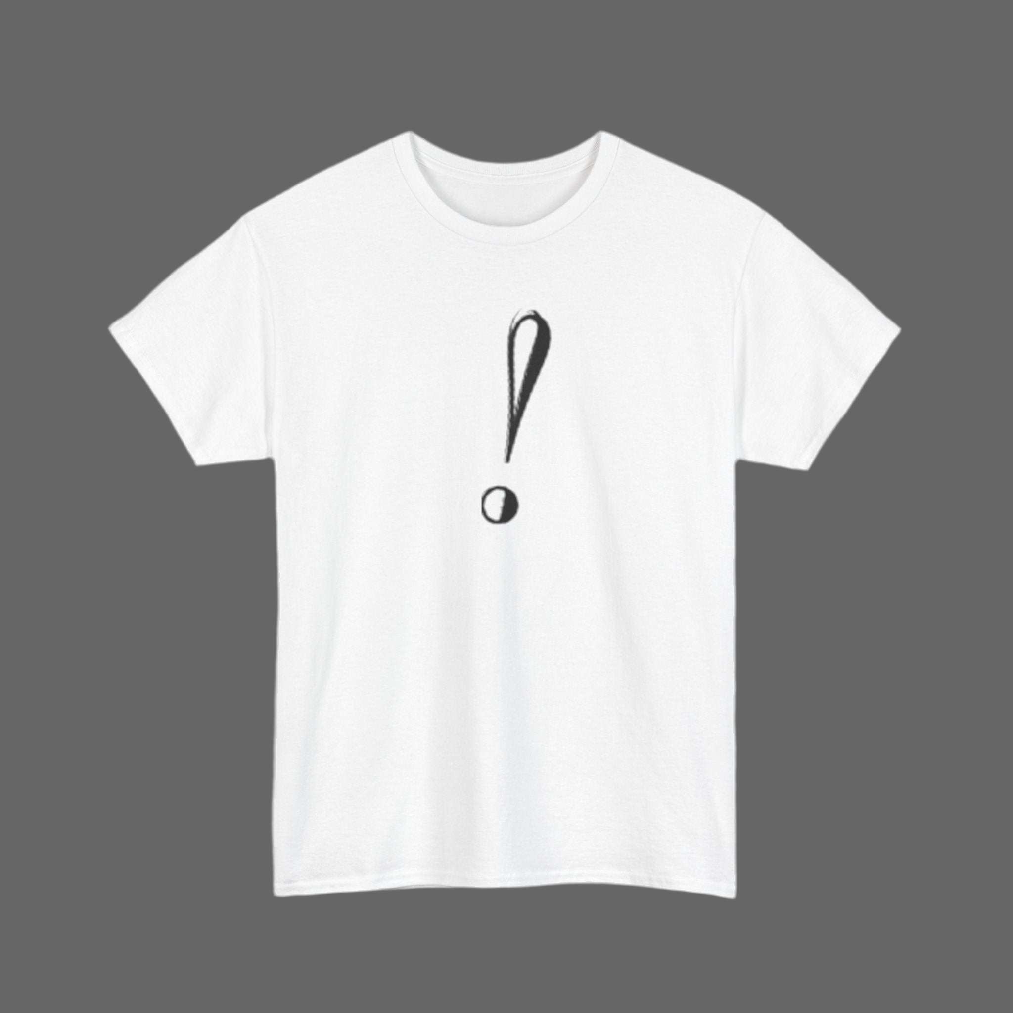 Unisex Heavy Cotton Tee with Bold Exclamation Mark Design - Casual Statement Shirt