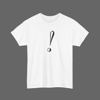 Unisex Heavy Cotton Tee with Bold Exclamation Mark Design - Casual Statement Shirt